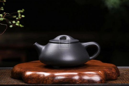 《景舟石瓢》宜興紫砂壺助理工藝美術師手工黑料石瓢茶壺茶具