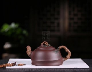 《君子竹》宜興紫砂壺工藝美術師手工紫泥泡茶壺茶具